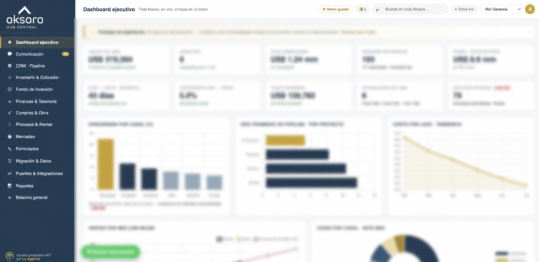 Vista del sistema AksaraHub con datos protegidos